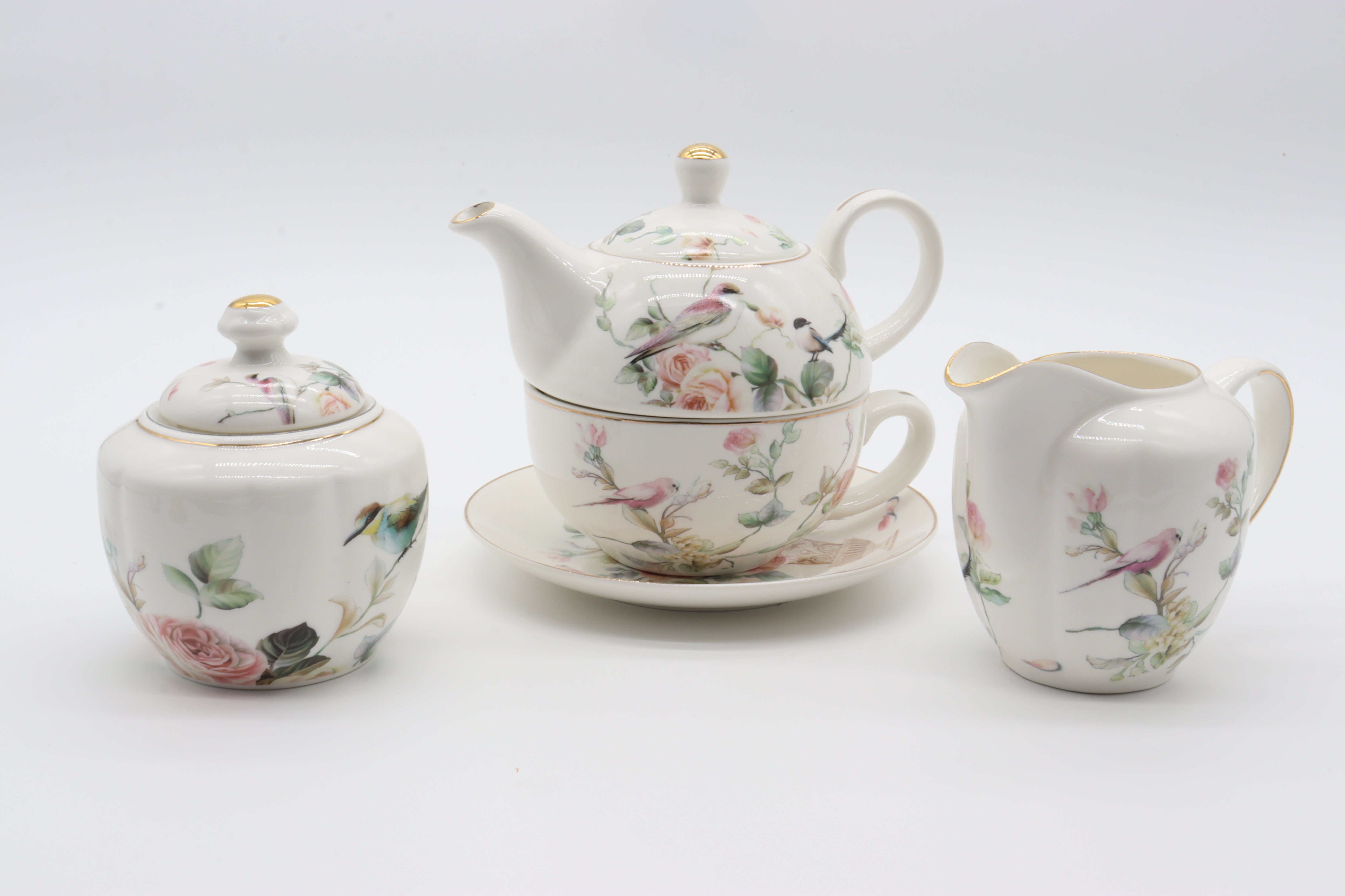 Songbird Tea Set – 4-Piece Porcelain Collection